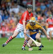 15 June 2014; Conor McGrath, Clare, in action against Shane O'Neill, Cork. Munster GAA Hurling Senior Championship, Semi-Final, Clare v Cork, Semple Stadium, Thurles, Co. Tipperary. Picture credit: Dáire Brennan / SPORTSFILE
