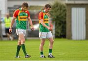 15 June 2014; A dejected Paul Broderick, left, and Cathal Coughlan, Carlow, after the game. Leinster GAA Football Senior Championship, Carlow v Meath, Dr. Cullen Park, Carlow. Picture credit: Barry Cregg / SPORTSFILE