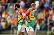 15 June 2014; A dejected David Bambrick, left, and Jack Kennedy, Carlow, after the game. Leinster GAA Football Senior Championship, Carlow v Meath, Dr. Cullen Park, Carlow. Picture credit: Barry Cregg / SPORTSFILE