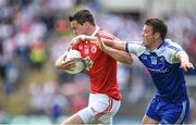 15 June 2014; Kyle Coney, Tyrone, in action against Ryan Wylie, Monaghan. Ulster GAA Football Senior Championship, Semi-Final, Monaghan v Tyrone, St Tiernach's Park, Clones, Co. Monaghan. Picture credit: Brendan Moran / SPORTSFILE