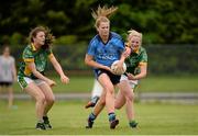 15 May 2014; Sarah McCaffrey Dublin, in action against Emma Troy, left, and Aideen Guy, Meath. Aisling McGing Ladies U21 Football Final, Dublin v Meath, Clane, Co. Kildare. Picture credit: Piaras Ó Mídheach / SPORTSFILE