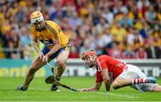 15 June 2014; Stephen McDonnell, Cork, in action against Conor McGrath, Clare. Munster GAA Hurling Senior Championship, Semi-Final, Clare v Cork, Semple Stadium, Thurles, Co. Tipperary. Picture credit: Dáire Brennan / SPORTSFILE