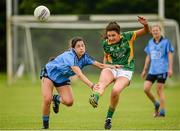 15 May 2014; Máire O'Shaughnessy, Meath, in action against Molly Lamb, Dublin. Aisling McGing Ladies U21 Football Final, Dublin v Meath, Clane, Co. Kildare. Picture credit: Piaras Ó Mídheach / SPORTSFILE
