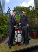 17 June 2014; Bank of Ireland has signed Irish professional golfer Shane Lowry in a sponsorship deal which runs to the end of December 2016. Shane will represent Bank of Ireland both as a brand ambassador in Ireland and as he competes across the globe in the years ahead. He will sport the Bank's branding on the left chest of his golf apparel in addition to hosting a number of corporate events for the Bank each year. Pictured are Shane Lowry with Tom Hayes, CEO Corporate Banking, Bank of Ireland. Bank of Ireland, Burlington Road, Dublin. Photo by Sportsfile