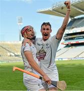 7 June 2014; Kildare's Mark Moloney, left, and Éanna Ó Neill celebrate at the final whistle. Christy Ring Cup Final, Kerry v Kildare, Croke Park, Dublin. Picture credit: Piaras Ó Mídheach / SPORTSFILE