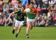 15 June 2014; Ciaran Moran, Carlow, in action against Caolan Young, Meath. Leinster GAA Football Senior Championship, Carlow v Meath, Dr. Cullen Park, Carlow. Picture credit: Barry Cregg / SPORTSFILE