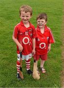 15 June 2014; Cork cousins Cian Lawton, aged 5, and Ciaran O'Brien, right, aged 4, from Middleton, before the game. Munster GAA Hurling Senior Championship, Semi-Final, Clare v Cork, Semple Stadium, Thurles, Co. Tipperary. Picture credit: Ray McManus / SPORTSFILE