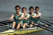10 June 2006; The Irish men's lightweight quad (LM4x) tea, of, from left, Ger Ward, Kieran Rabbitt, Ben Clarke and Liam Molloy in action at the Irish rowing team's training base on Blessington Lake. Blessington, Co. Wicklow. Picture credit: Brendan Moran / SPORTSFILE