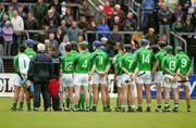 18 June 2006; The Limerick team stand for the national anthem. Guinness All-Ireland Senior Hurling Championship Qualifier, Round 1, Clare v Limerick, Cusack Park, Ennis, Co. Clare. Picture credit: Kieran Clancy / SPORTSFILE