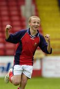 19 June 2006; Matthew Doyle, Belgrove Senior Boys School, Clontarf celebrates at the final whistle. FAIS Primary Schools Dublin Senior Cup Final, Belgrove Senior Boys School, Clontarf v St. Joseph's Boys School, Clondalkin, Tolka Park, Dublin. Picture credit: Damien Eagers / SPORTSFILE