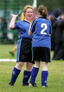 22 June 2006; Lizzy Smith and Orla Houlihan, National Learning Centre Navan, Team Leinster, celebrate during football divisioning at the 2006 Special Olympics Ireland Games. Belfast Harlequins RFC, Belfast, Co. Antrim. Picture credit: Oliver McVeigh / SPORTSFILE