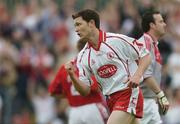 24 June 2006; Enda McGinley, Tyrone, celebrates scoring his side's first goal against Louth. Bank of Ireland All-Ireland Senior Football Championship Qualifier, Round 1 Replay, Tyrone v Louth, Healy Park, Omagh, Co. Tyrone. Picture credit: Brendan Moran / SPORTSFILE