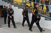 7 June 2014; Kilkenny selectors, from right, Derek Lyng, James McGarry and Michael Dempsey are followed by manager Brian Cody out of the dressing rooms before the game. Leinster GAA Hurling Senior Championship, Quarter-Final, Kilkenny v Offaly, Nowlan Park, Kilkenny. Picture credit: Brendan Moran / SPORTSFILE