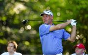 18 June 2014; Darren Clarke watches his drive from the twelfth tee during the 2014 Irish Open Golf Championship Pro-Am. Fota Island, Cork. Picture credit: Diarmuid Greene / SPORTSFILE