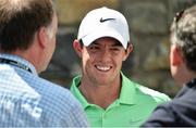 18 June 2014; Rory McIlroy speaks to reporters after a press conference at the 2014 Irish Open Golf Championship Pro-Am. Fota Island, Cork. Picture credit: Diarmuid Greene / SPORTSFILE