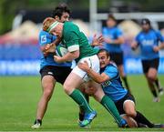 18 June 2014; James Tracy, Emerging Ireland, is tackled by Juan De Freitas and Alejo Duran, Uruguay. 2014 IRB Nations Cup, Emerging Ireland v Uruguay, Arcul de Triumf, Bucharest, Romania, Picture credit: Alex Nicodim / SPORTSFILE