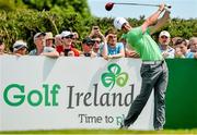 18 June 2014; Rory McIlroy watches his drive from the second tee box during the 2014 Irish Open Golf Championship Pro-Am. Fota Island, Cork. Picture credit: Diarmuid Greene / SPORTSFILE