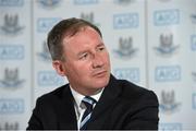 19 June 2014; Dublin manager Jim Gavin during a press conference ahead of their side's Leinster GAA Football Senior Championship Semi-Final match against Wexford on Sunday June 29th. Gibson Hotel, Dublin. Picture credit: Ramsey Cardy / SPORTSFILE