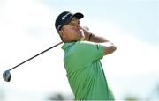 20 June 2014; Robert Karlsson watches his tee shot from the fifteenth teebox during day 2 of the 2014 Irish Open Golf Championship. Fota Island, Cork. Picture credit: Diarmuid Greene / SPORTSFILE