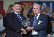 25 June 2006; Sean Fogarty, left, Chairman of the Munster Council, makes a presentation to head groundsman in Semple Stadium, Jimmy Purcell, on his last Munster Final before his retirement. Munster Minor Hurling Championship Final, Tipperary v Cork, Semple Stadium, Thurles, Co. Tipperary. Picture credit: Brendan Moran / SPORTSFILE