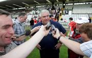 25 June 2006; Armagh manager Joe Kernan is interviewed after the game. Bank of Ireland Ulster Senior Football Championship, Semi-Final Replay, Armagh v Fermanagh, St. Tighearnach's Park, Clones, Co. Monaghan. Picture credit: Oliver McVeigh / SPORTSFILE