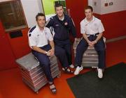 29 June 2006; Shelbourne players, left to right, Steve Williams, Jason Byrne and Dean Delaney, after a press conference ahead of their UEFA Intertoto Cup game against Odense. Tolka Park, Dublin. Picture credit: David Maher / SPORTSFILE