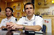 29 June 2006; The Shelbourne manager Pat Fenlon with Stuart Byrne at a press conference ahead of their UEFA Intertoto Cup game against Odense. Tolka Park, Dublin. Picture credit: David Maher / SPORTSFILE