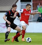 30 May 2014; Christy Fagan, St Patrick's Athletic, in action against Ryan McBride, Derry City. Airtricity League Premier Division, St Patrick's Athletic v Derry City, Richmond Park, Dublin. Picture credit: Piaras Ó Mídheach / SPORTSFILE