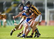 21 June 2014; Conor Phelan, Laois, in action against Alan Murphy, Kilkenny. Electric Ireland Leinster Minor Hurling Championship, Semi-Final, Laois v Kilkenny, O'Moore Park, Portlaoise, Co. Laois. Picture credit: Pat Murphy / SPORTSFILE
