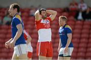 21 June 2014; A dejected Mark Lynch, Derry, after the game. GAA Football All-Ireland Senior Championship, Round 1A, Derry v Longford, Celtic Park, Derry. Picture credit: Oliver McVeigh / SPORTSFILE