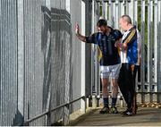 21 June 2014; Wicklow manager Harry Murphy speaks to Leighton Glynn before the game. Glynn was not listed on the panel, but subsequently started the game. GAA Football All-Ireland Senior Championship, Round 1A, Wicklow v Offaly, Aughrim GAA Grounds, Aughrim, Co. Wicklow. Picture credit: Dáire Brennan / SPORTSFILE