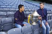 27 June 2006; Wexford captain Keith Rossiter, left, and Kilkenny captain Jackie Tyrrell with the Bob O'Keeffe Cup at a photocall ahead of this weekend's Guinness Leinster Senior Hurling Championship Final. Croke Park, Dublin. Picture credit: Brian Lawless / SPORTSFILE