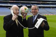 29 June 2006; Gaelic Telecom, the Official Telecoms Partner of the GAA, today presented a total of 20,000 Euro to Westport GAA and 2 members of the club. Pictured at the presentation are, President of the GAA, Nickey Brennan with Paddy Muldoon, Central Council member for Mayo and member of Westport GAA. Croke Park, Jones Road, Dublin. Picture credit: Damien Eagers / SPORTSFILE