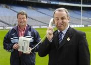 29 June 2006; Gaelic Telecom, the Official Telecoms Partner of the GAA, today presented a total of 20,000 Euro to Westport GAA and 2 members of the club. Pictured at the presentation are, President of the GAA, Nickey Brennan with John Couglan, Chairperson of Westport GAA. Croke Park, Jones Road, Dublin. Picture credit: Damien Eagers / SPORTSFILE