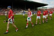25 June 2006; Cork captain Pat Mulcahy leads his team in the pre-match parade. Guinness Munster Senior Hurling Championship Final, Tipperary v Cork, Semple Stadium, Thurles, Co. Tipperary. Picture credit: Brendan Moran / SPORTSFILE