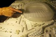 30 June 2006; A model of the new Lansdowne Road stadium on display at the annual IRFU council meeting. Berkley Court Hotel, Dublin. Picture credit: Brian Lawless / SPORTSFILE