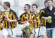 2 July 2006; Jackie Tyrrell, Kilkenny minor captain, celebrate with his team-mates at the end of the game. ESB Leinster Minor Hurling Championship Final, Carlow v Kilkenny, Croke Park, Dublin. Picture credit: David Maher / SPORTSFILE