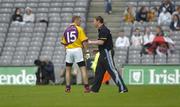 2 July 2006; Wexford manager Paul Bealin speaks with Matty Forde during the game. Bank of Ireland Leinster Senior Football Championship Semi-Final, Offaly v Wexford, Croke Park, Dublin. Picture credit: Aoife Rice / SPORTSFILE
