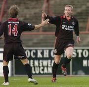 4 July 2006; Vinny Arkins, right, Bohemians, celebrates after scoring his side's first goal with team-mate Kevin Hunt. eircom League Cup, Quarter-Final, Bohemians v Cobh Ramblers, Dalymount Park, Dublin. Picture credit: David Maher / SPORTSFILE