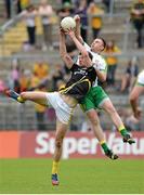 22 June 2014; Niall McKeever, Antrim, in action against Martin McElhinney, Donegal. Ulster GAA Football Senior Championship, Semi-Final, Donegal v Antrim, St Tiernach's Park, Clones, Co. Monaghan. Picture credit: Oliver McVeigh / SPORTSFILE