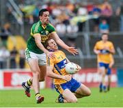 22 June 2014; The Clare captain Gary Brennan is tackled by Kerry's Anthony Maher who was issued with a second yellow card after the tackle. Munster GAA Football Senior Championship, Semi-Final, Clare v Kerry, Cusack Park, Ennis, Co. Clare. Picture credit: Ray McManus / SPORTSFILE