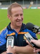 22 June 2014; Clare manager Colm Collins speaking to members of the media after the game. Munster GAA Football Senior Championship, Semi-Final, Clare v Kerry, Cusack Park, Ennis, Co. Clare. Picture credit: Ray McManus / SPORTSFILE