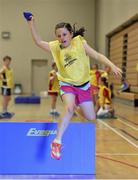 23 June 2014; Isabelle Lynch, aged 8, from Kilcoole, Co. Wicklow, in action at the Forest Feast Little Athletics Jamboree, Shoreline Leisure Centre, Greystones, Co. Wicklow. Picture credit: Barry Cregg / SPORTSFILE