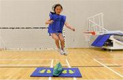 23 June 2014; Aisling Ledesma, aged 9, from Ashford, Co. Wicklow, in action at the Forest Feast Little Athletics Jamboree, Shoreline Leisure Centre, Greystones, Co. Wicklow. Picture credit: Barry Cregg / SPORTSFILE