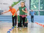 25 June 2014; Sorcha McGlynn, aged 12, from Coosan, Co. Westmeath, in action during the Forest Feast Little Athletics Jamboree. Athlone Institute of Technology International Arena, Athlone, Co. Westmeath. Picture credit: Pat Murphy / SPORTSFILE