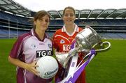 3 July 2006; Team captains Lorna Joyce, left, Galway and Juliette Murphy, Cork, at the launch of the 2006 TG4 All-Ireland Ladies Football Championship. Croke Park, Dublin. Picture credit: Brendan Moran / SPORTSFILE