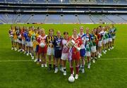 3 July 2006; Representatives from the 32 competing counties, including Juliette Murphy, centre, captain of holders Cork, at the launch of the 2006 TG4 All-Ireland Ladies Football Championship. Croke Park, Dublin. Picture credit: Brendan Moran / SPORTSFILE