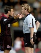 7 July 2006; Stephen Rice, Bohemians, reacts to referee Alan Kelly after he sent Bohemians' Thomas Heary off. eircom League, Premier Division, Bohemians v Derry City, Dalymount Park, Dublin. Picture credit: Brian Lawless / SPORTSFILE