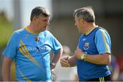 21 June 2014; Longford manager Jack Sheedy speaking to selector Richie Crean. GAA Football All-Ireland Senior Championship, Round 1A, Derry v Longford, Celtic Park, Derry. Picture credit: Oliver McVeigh / SPORTSFILE