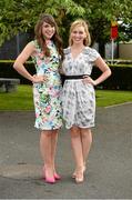 27 June 2014: Emer Lawn, left, from Ringsend, Dublin and Leonie Howlin, from Blessington, Co. Wicklow, enjoying a day at the races. Curragh Racecourse, The Curragh, Co. Kildare. Picture credit: Barry Cregg / SPORTSFILE